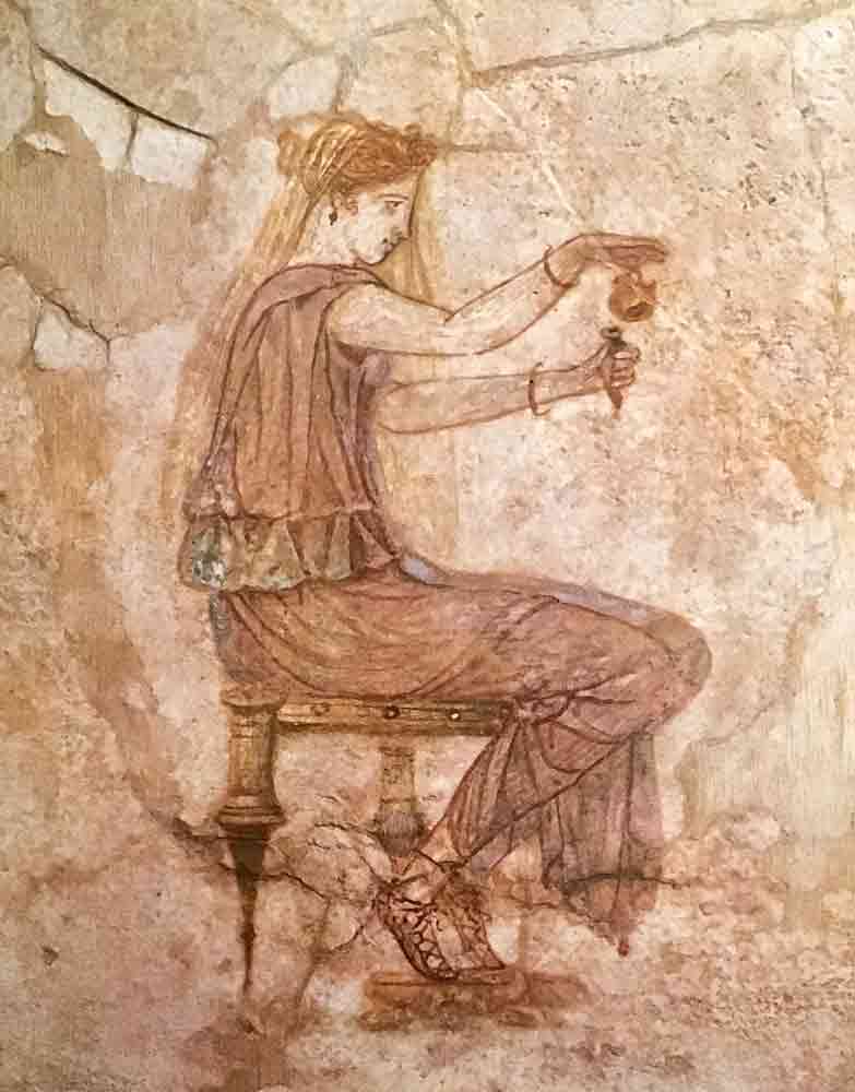 Fresco of a woman with perfume at Villa Farnesina in Rome Fresco of a woman with perfume at Villa Farnesina in Rome