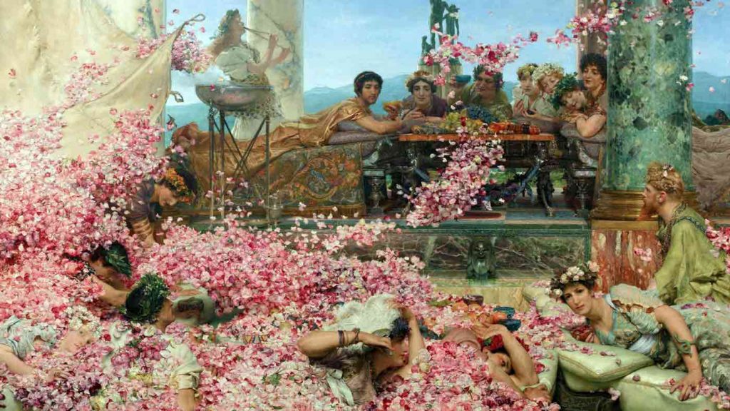 A shower of petals during a dinner in Ancient Rome A shower of petals during a dinner in Ancient Rome