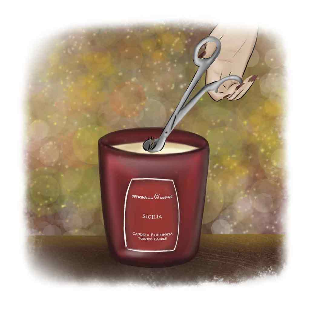 Cut the wick periodically to maintain the candle Cut the wick periodically to maintain the candle